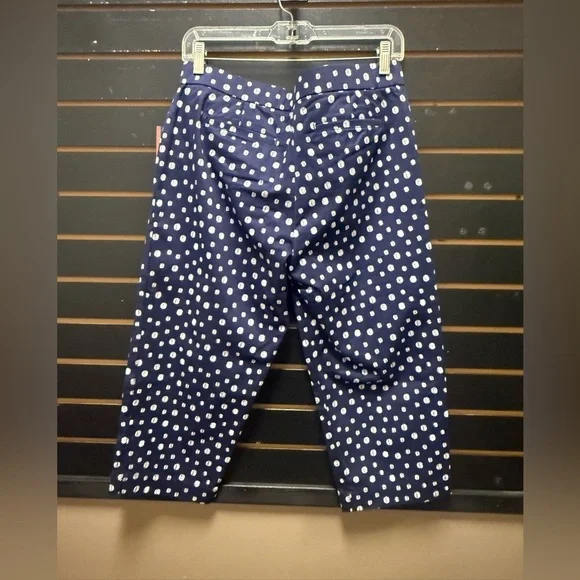 NWT Coral Bay Petite Polka Dot Capris Pull On Pants 8P Navy White - Picture 5 of 5